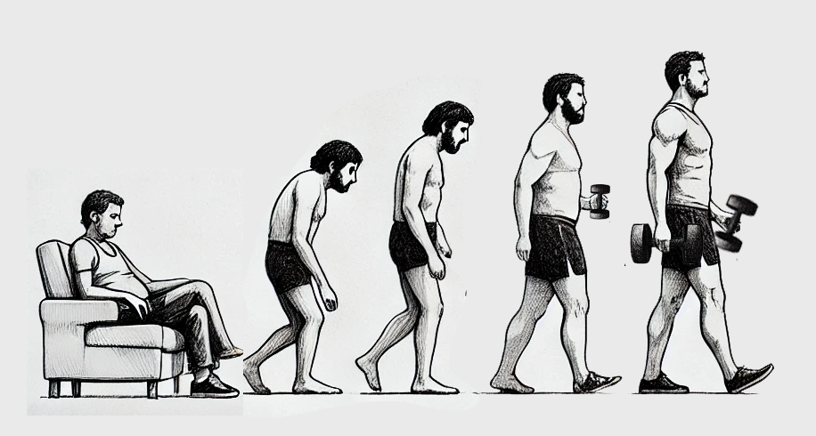 Evolution from sedentary to active lifestyle